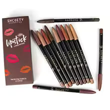 Ivory Aura™ 12pcs Lip Liner Pen 12 Colors Professional Lip Liner Pencil and Matte Lip Non-stick Cup Nude Lipstick Pencil SET