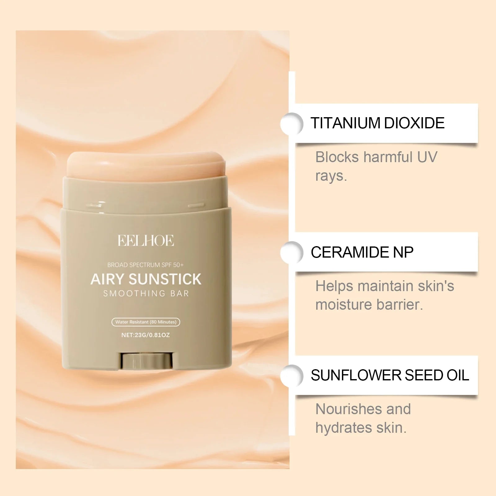 Ivory Aura™ 23g Moisturize Airy Sunstick SPF50+ Anti-UV Long-lasting Protector High Coverage Matte Natural Sunscreen Cream Skin Care